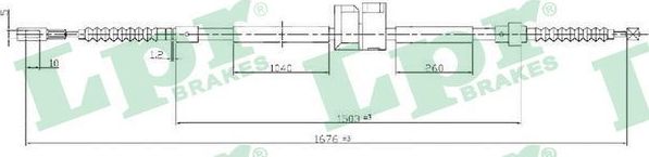 Трос ручника (тросик ручного тормоза) LPR задний правый для Audi 200 II (C3) 1983-1991. Артикул C0062B