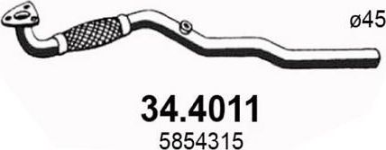 Глушитель (труба приемная) Asso передний для Opel Astra H 2005-2014. Артикул 34.4011