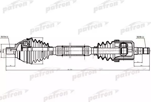 Полуось (привод в сборе, приводной вал) Patron. Артикул PDS6877