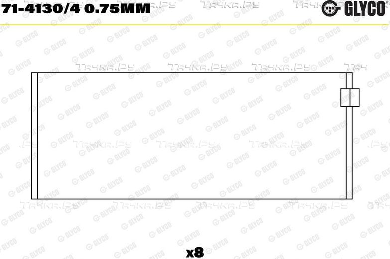 Вкладыши шатунные Glyco. Артикул 71-4130/4 0.75mm