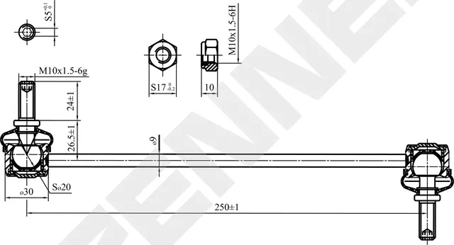 Тяга стабилизатора передняя FORD MONDEO 00-06, JAGUAR X-TYPE 01-09 (Zennek). Артикул DST0081