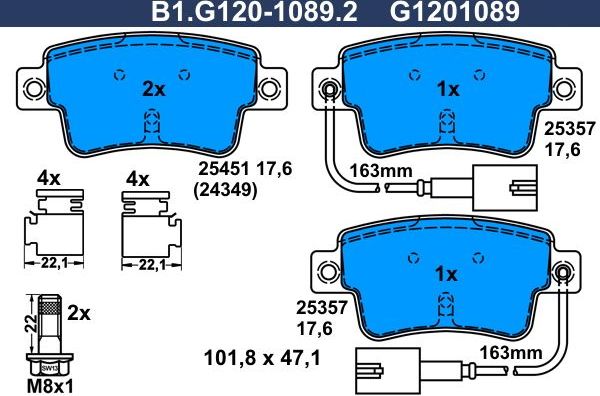 Тормозные колодки Galfer. Артикул B1.G120-1089.2