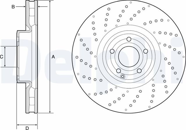 Тормозной диск Delphi передний для Mercedes-Benz SL-Класс VI (R231) 2012-2026. Артикул BG9215C