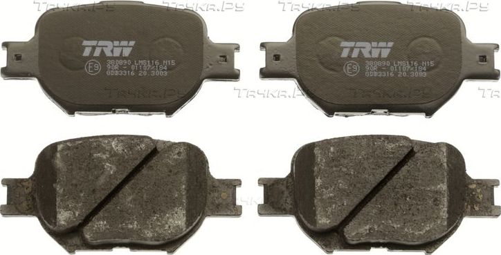 Тормозные колодки TRW COTEC передние для Toyota Allion I 2001-2005. Артикул GDB3316