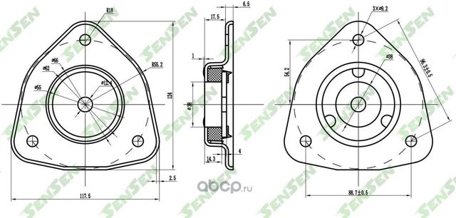 ОПОРА АМОРТИЗАТОРА ПЕРЕДНЕГО NISSAN ALMERA 95-00/SUNNY N14 90 (Sensen) Sensen. Артикул M61065