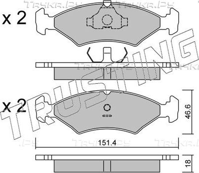 Тормозные колодки Trusting задние для Ferrari Mondial 1982-1988. Артикул 031.0