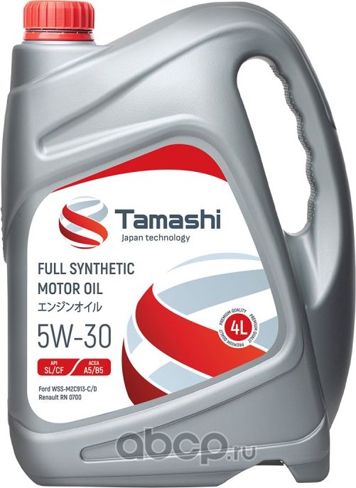 МАСЛО 5W30 API SL CF, ACEA A5 B5 (FORD WSS-M2C913-C D, RN 0700) 4л (Tamashi). Артикул 5W30T034