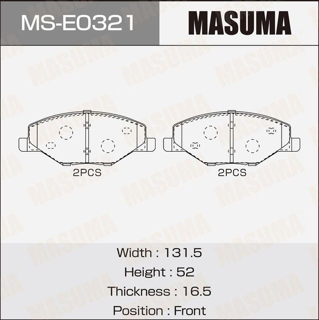 Колодки дисковые MASUMA, AN-7080K, P85121 fro Masuma. Артикул MSE0321