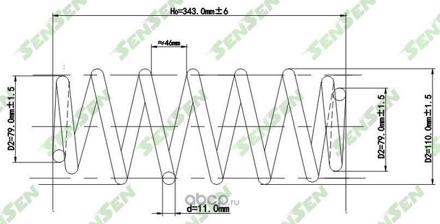 ПРУЖИНА ПОДВЕСКИ ЗАДНЕЙ SKODA  OCTAVIA 96-, VW  BORA 98-05 (Sensen) Sensen. Артикул SCP10115
