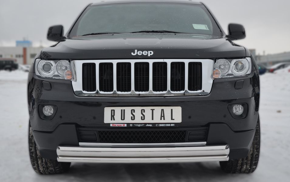 Защита RusStal переднего бампера d76/42 (дуги) для Jeep Grand Cherokee WK2 2012-2014. Артикул JGZ-001192