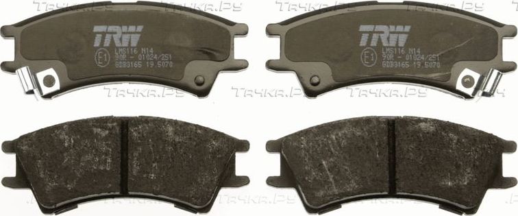 Тормозные колодки TRW COTEC. Артикул GDB3165