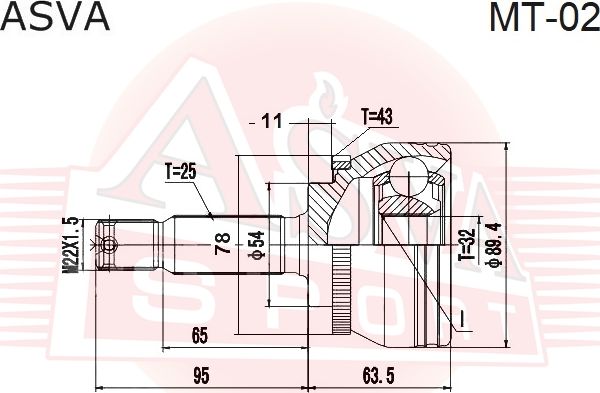 ШРУС НАРУЖНЫЙ 32х54х25 (Asva). Артикул MT02