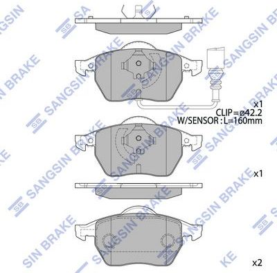 Тормозные колодки Sangsin Hi-Q. Артикул SP2097