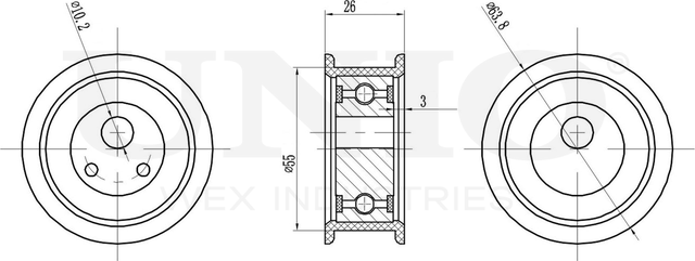 Ролик зубчатого ремня ГРМ натяжной (Unio). Артикул TNS-10108