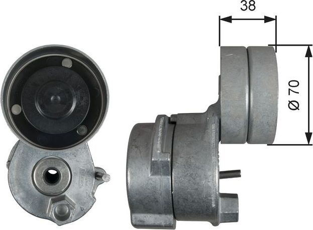 Натяжной ролик (натяжитель) приводного клинового зубчатого ремня Gates FleetRunner™ для Volvo  FE 2006-2026. Артикул T38680