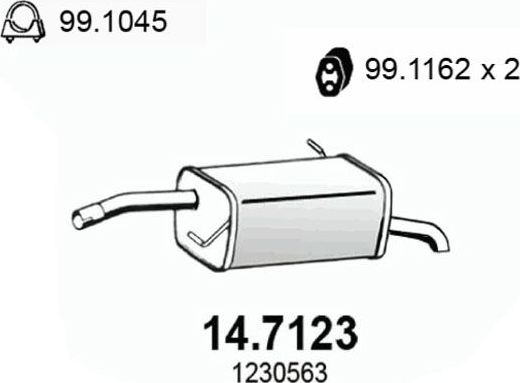 Глушитель (задняя часть) Asso. Артикул 14.7123