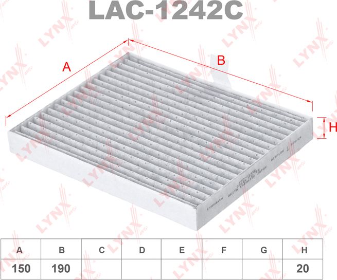 Салонный фильтр LYNXauto. Артикул LAC-1242C