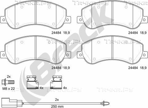 Тормозные колодки Breck передние для Ford Transit VII 2006-2014. Артикул 24484 00 703 10
