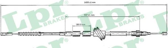 Трос ручника (тросик ручного тормоза) LPR правый/левый для Audi 100 IV (C4) 1990-1994. Артикул C0033B