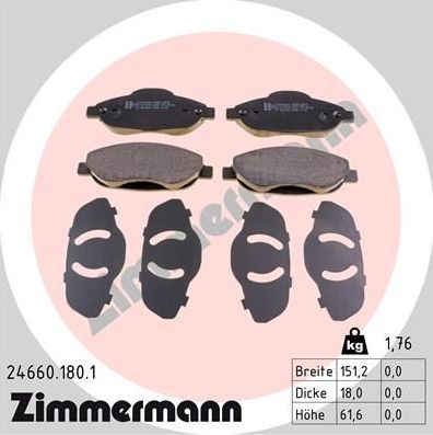 Тормозные колодки Zimmermann. Артикул 24660.180.1