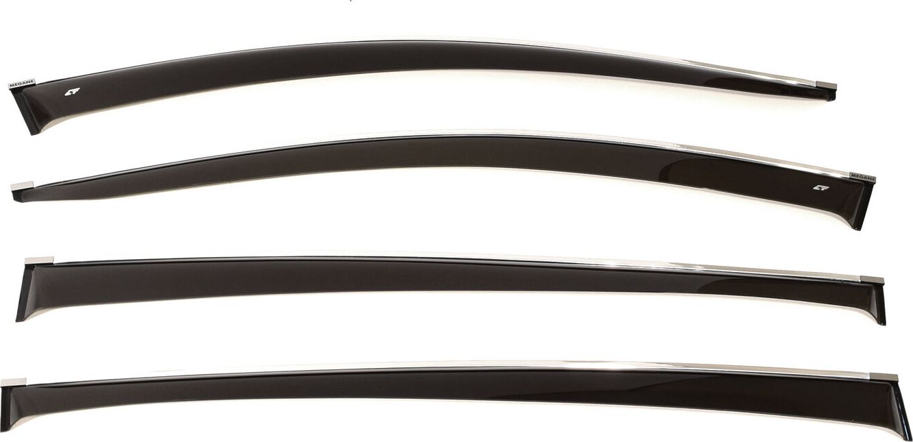 Дефлекторы Cobra Tuning для окон Renault Megane III хэтчбек 5-дв. 2008-2014 с хромированным молдингом. Артикул R11608CR