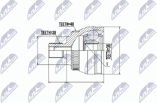 Шрус наружный (граната) NTY для SEAT Alhambra I 1996-2010. Артикул NPZ-VW-029