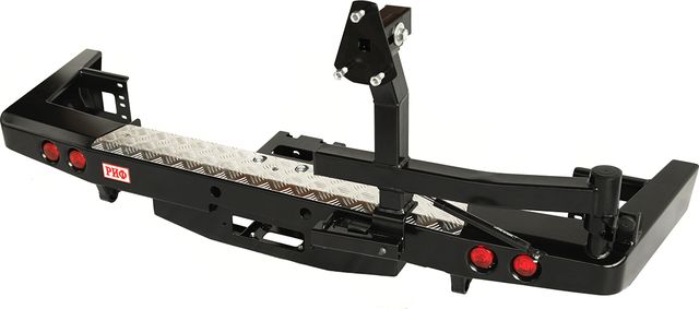 Бампер силовой РИФ задний с площадкой под лебедку, калиткой и фонарями, лифт 65 мм для УАЗ Патриот 2015-2026. Артикул RIF063-22235