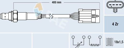 Лямбда-зонд (кислородный датчик) FAE для Opel Astra G 1998-2000. Артикул 77158