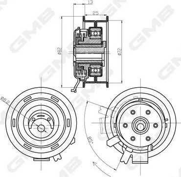 Натяжной ролик (натяжитель) ремня ГРМ GMB для Audi A2 2000-2005. Артикул GTB0150
