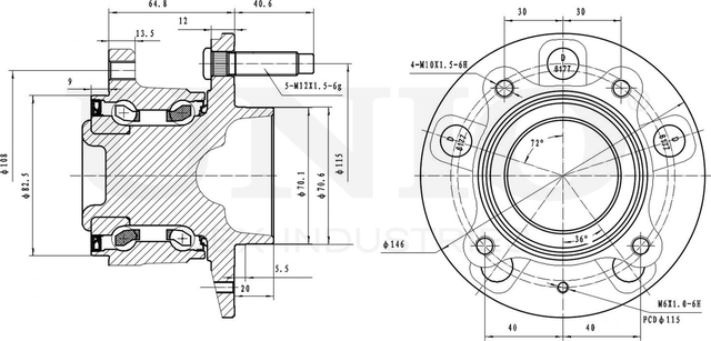 Ступица колеса с интегрированным подшипником (Unio). Артикул HUB-20215