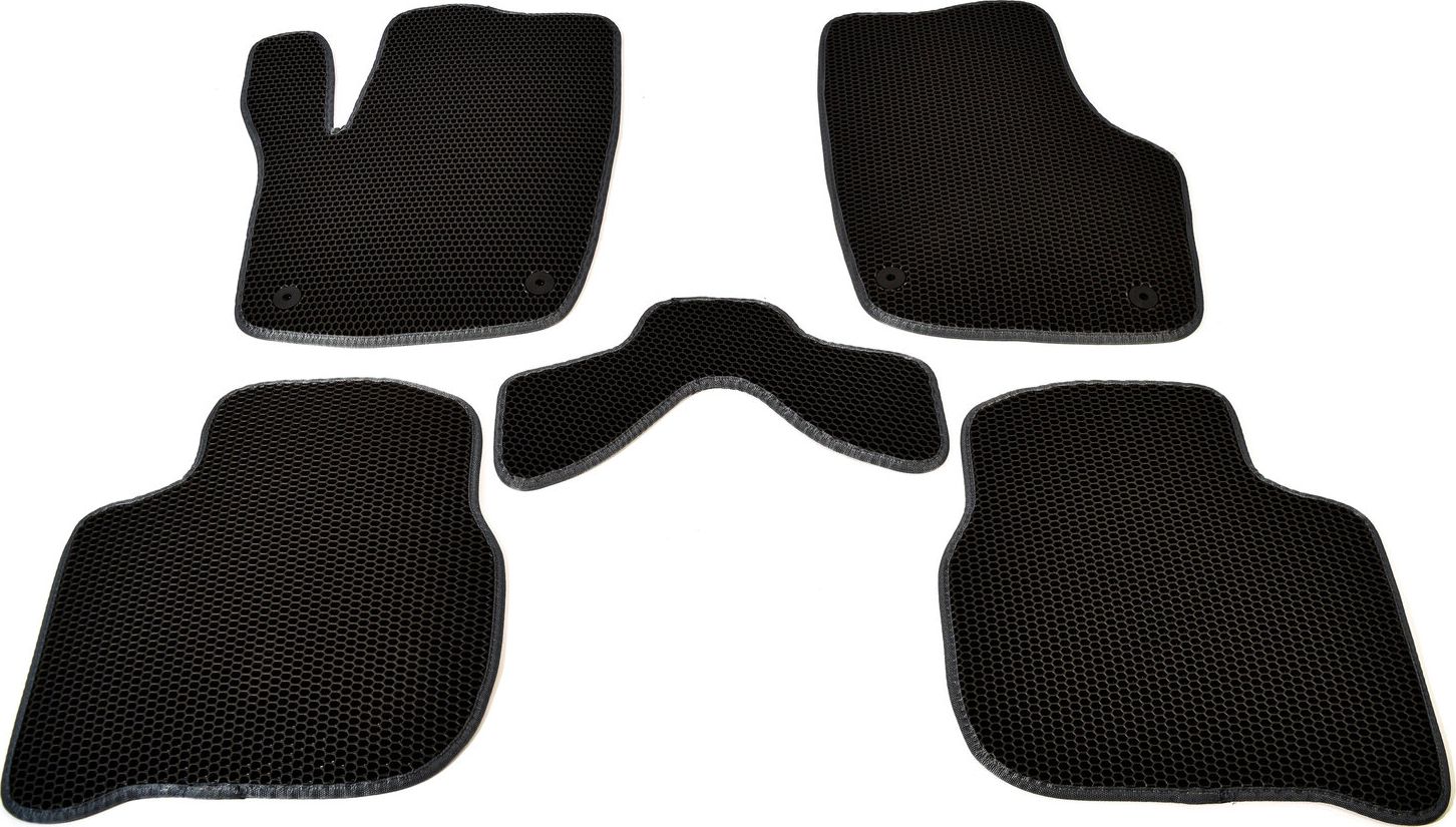 Коврики ТриАВС EVA для салона Volkswagen Polo VI лифтбек 2020-2026 Черные, серый кант. Артикул TAS2D-1701.01.04