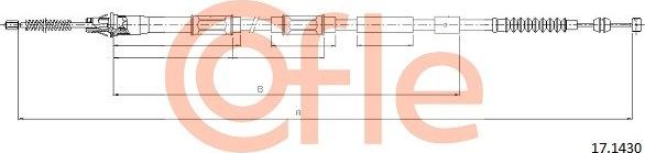 Трос ручника (тросик ручного тормоза) Cofle задний правый для Toyota Auris I 2006-2012. Артикул 92.17.1430