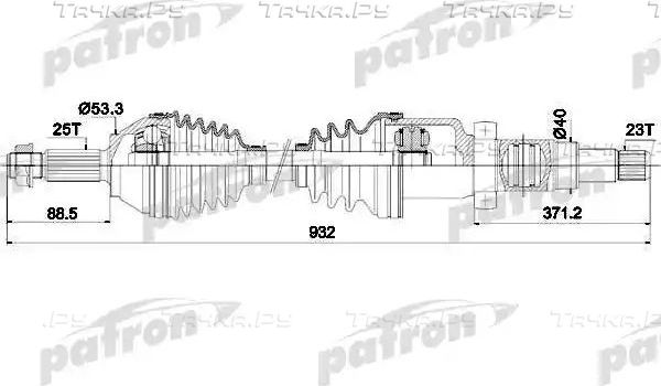 Полуось (привод в сборе, приводной вал) Patron. Артикул PDS0346
