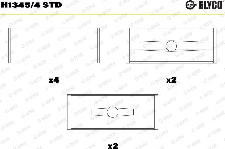 Вкладыши коренные Glyco для Peugeot 208 II 2019-2026. Артикул H1345/4 STD