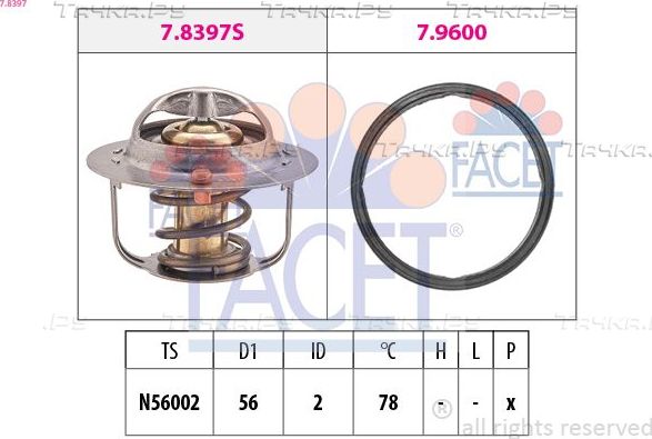 Термостат Facet Made in Italy - OE Equivalent для Subaru Impreza II 2000-2009. Артикул 7.8397