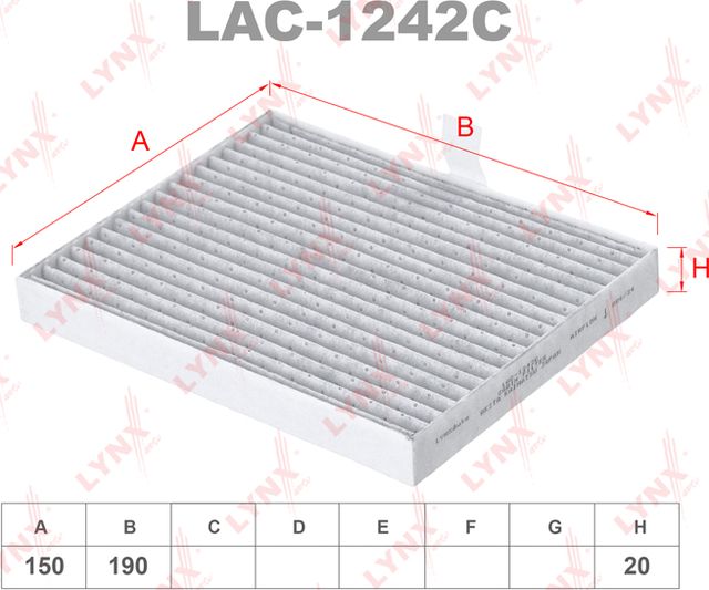 Салонный фильтр LYNXauto для Great Wall Hover H3 2009-2016. Артикул LAC-1242C