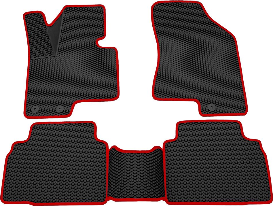 Коврики Rezkon 3D EVA Ромб резиновые для салона Hyundai ix35 I 2010-2015 Красный кант. Артикул 9220040104