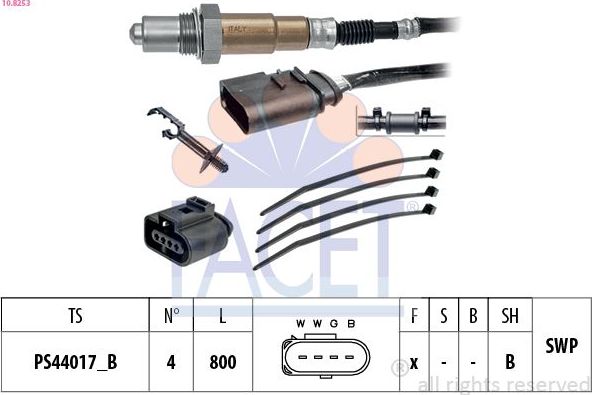 Лямбда-зонд (кислородный датчик) Facet Made in Italy - OE Equivalent. Артикул 10.8253