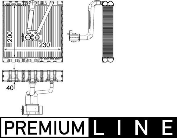 Испаритель кондиционера Mahle Premium для Audi A1 I (8X) 2010-2015. Артикул AE 93 000P