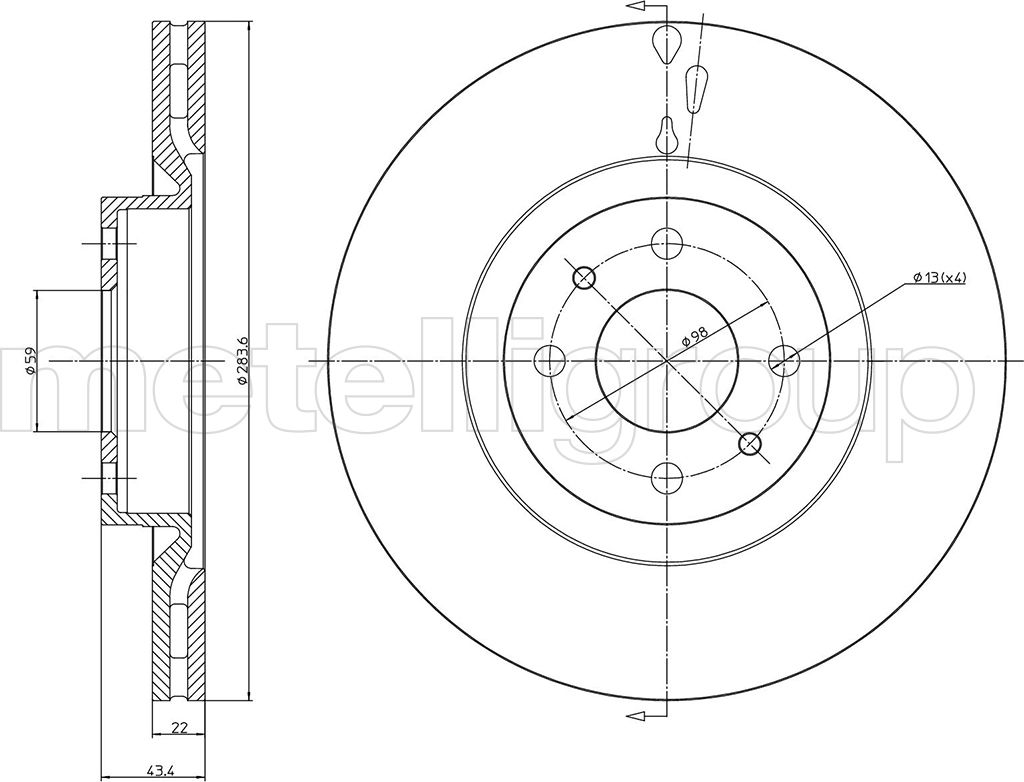 Тормозной диск Metelli. Артикул 23-0369C