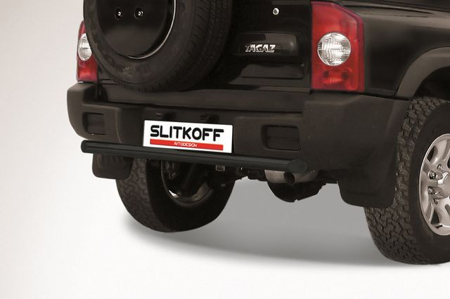 Защита Slitkoff заднего бампера d57 короткая ЧЕРНАЯ матовая для ТагАЗ Tager 5-дв. 2008-2026. Артикул TAT5d017B