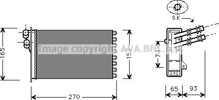 Радиатор отопителя (печки) AVA для Audi S3 I (8L) 1999-2003. Артикул VN6173