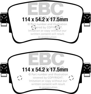 Тормозные колодки EBC Brakes задние для Peugeot Traveller I 2016-2026. Артикул DP22345