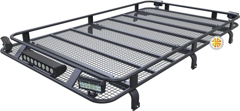 Багажник экспедиционный Podgotoffka 2100х1200х120 с сеткой и креплениями на водостоки для УАЗ Пикап 2008-2026. Артикул PGT-B.10.03