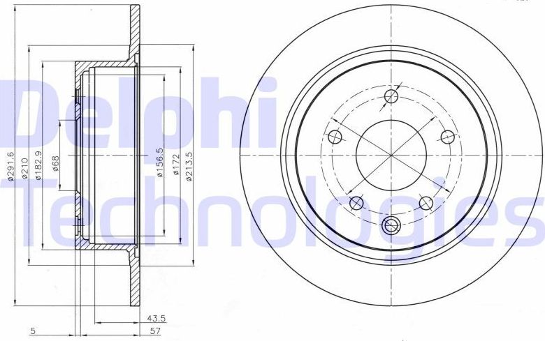 Тормозной диск Delphi задний для Nissan Juke I 2010-2019. Артикул BG4108C