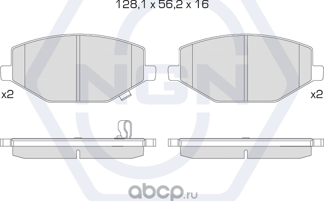Колодки тормозные керамические, передние (NGN). Артикул 3502301