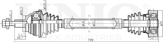 Вал приводной (Unio). Артикул CVJ-10041