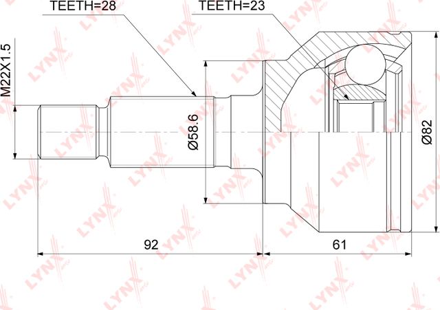 Шрус наружный (граната) LYNXauto передний для Mazda 3 II (BL) 2008-2014. Артикул CO-3854