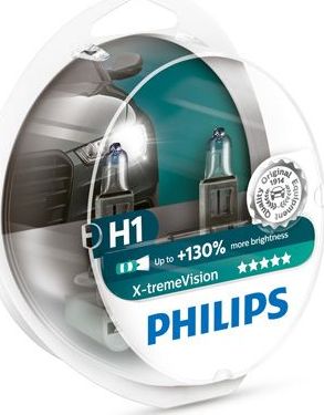 H1 12V- 55W (P14,5s) (+130% света)  X-treme Vision (2шт.) Philips X-tremeVision. Артикул 12258XV+S2