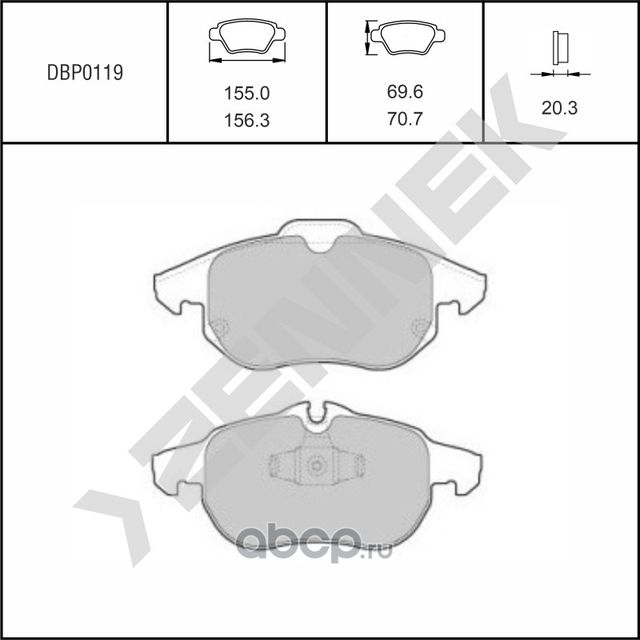 Колодки тормозные дисковые передние OPEL VECTRA 96-> SIGNUM 03-08 (Zennek). Артикул DBP0119